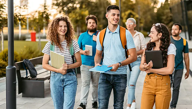 student walking
